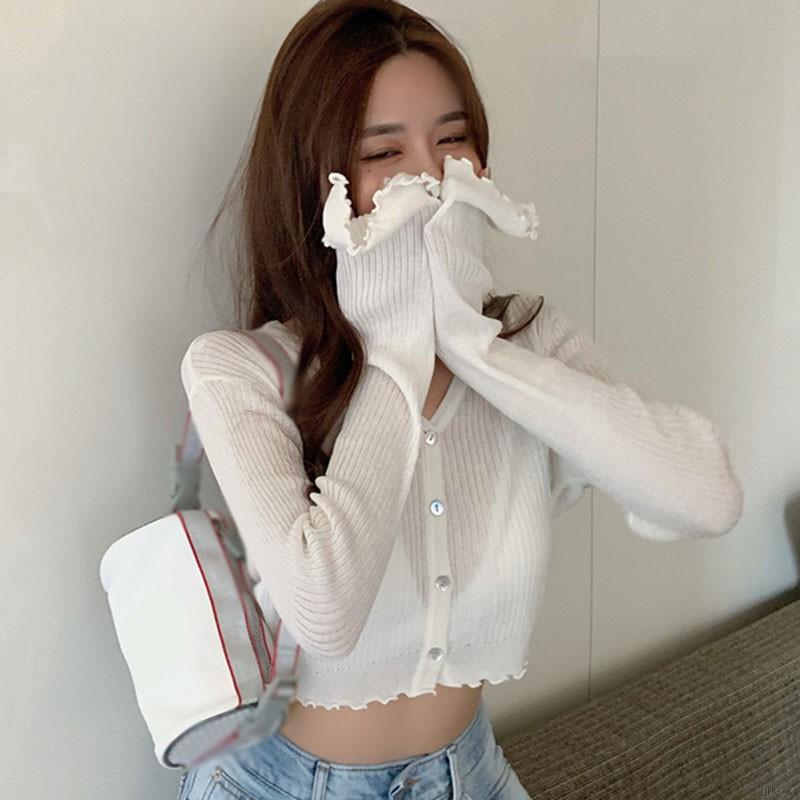 Áo Khoác Cardigan Tay Dài Cổ Chữ V Màu Trơn Phong Cách Hàn Quốc | BigBuy360 - bigbuy360.vn