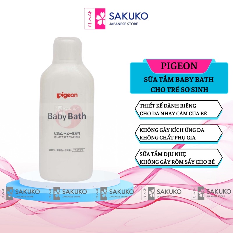 Sữa Tắm PIGEON Baby Bath Cho Trẻ Sơ Sinh Không Mùi Nội Địa Nhật Bản (Chai 500ml) - SAKUKO