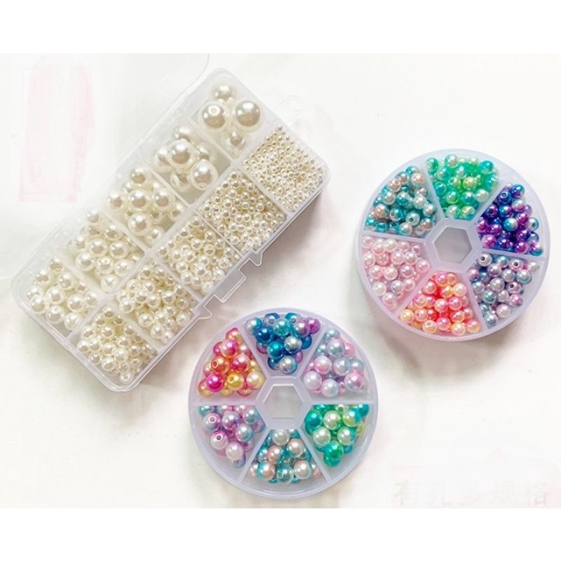 Hạt Chuỗi Có Lỗ Giả Ngọc Trai Nhựa ABS.