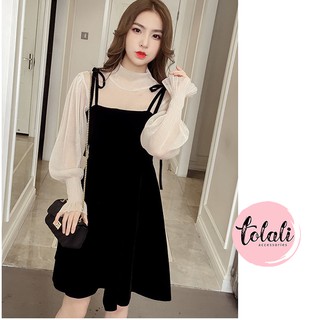 Váy đầm len nữ thu đông dài tay đáng yêu tiểu thư ulzzang ov066