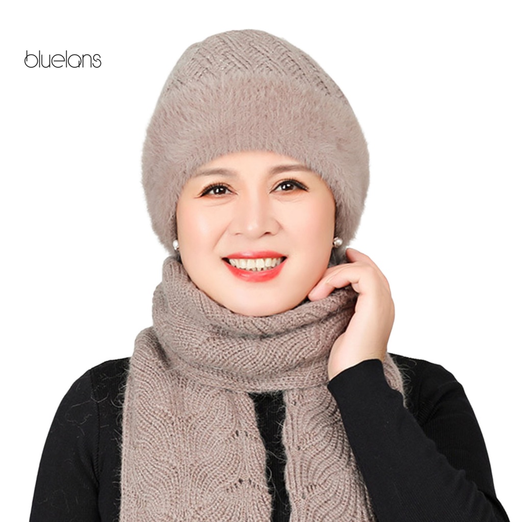 Mũ Len Trùm Đầu Giữ Ấm Mùa Đông Cho Phụ Nữ Trung Niên