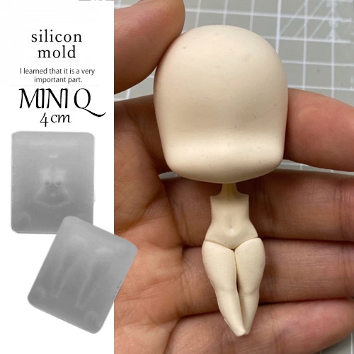 Khuôn silicone trong dẻo nặn đất sét hình nữ Q chibi 4cm