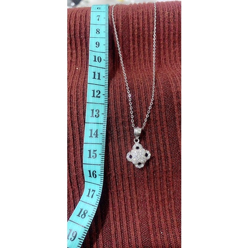 Mặt dây chuyền hoa dài thật đá bạc thật phủ vàng trắng NGỌC MẬU