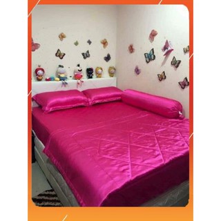 [Sale off] Chăn ga gối phi lụa_L8 (hồng đậm)