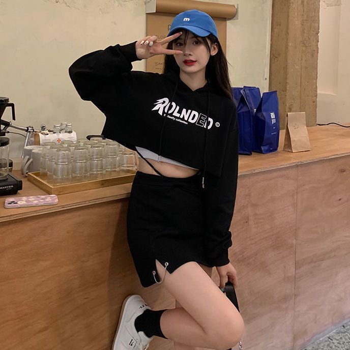 Áo Hoodie Lửng Tay Dài In Họa Tiết Thời Trang Dành Cho Nữ
