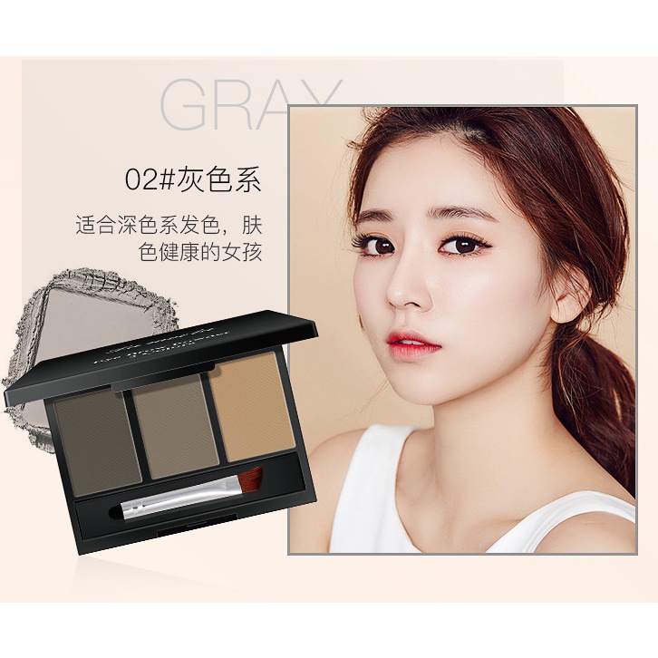 [Hàng mới về] Bảng phấn kẻ mày 3 màu kháng nước dễ lên màu lâu trôi