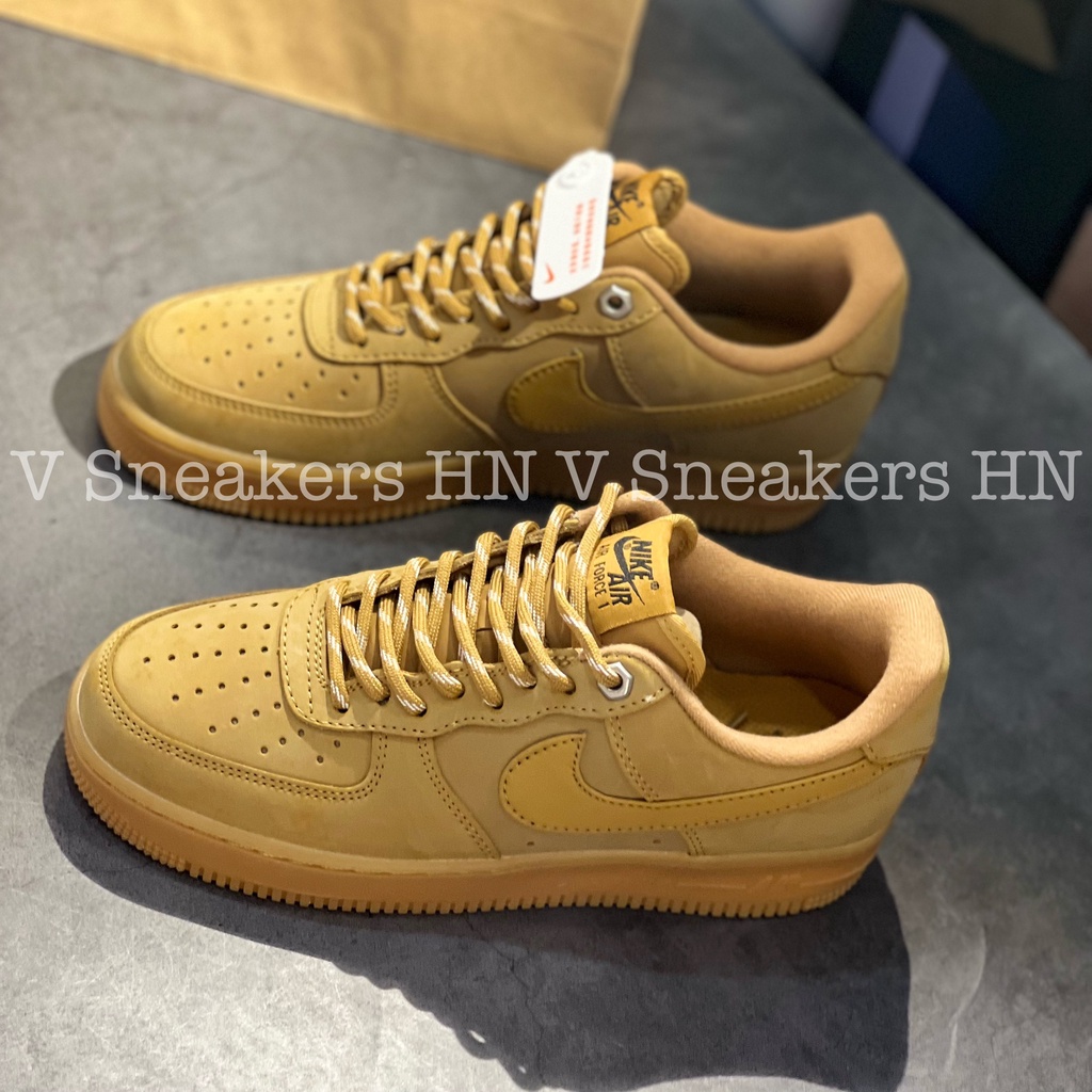 Giày AF1 Màu Vàng Da Bò Giày Air_Force 1 Low Flax Wheat Giày Thể Thao Af1 Vàng Bò