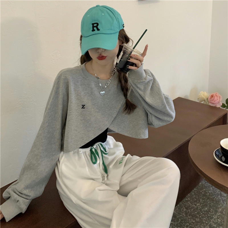 Áo Croptop Tay Dài Dáng Rộng Thời Trang Mùa Thu Cho Nữ | BigBuy360 - bigbuy360.vn