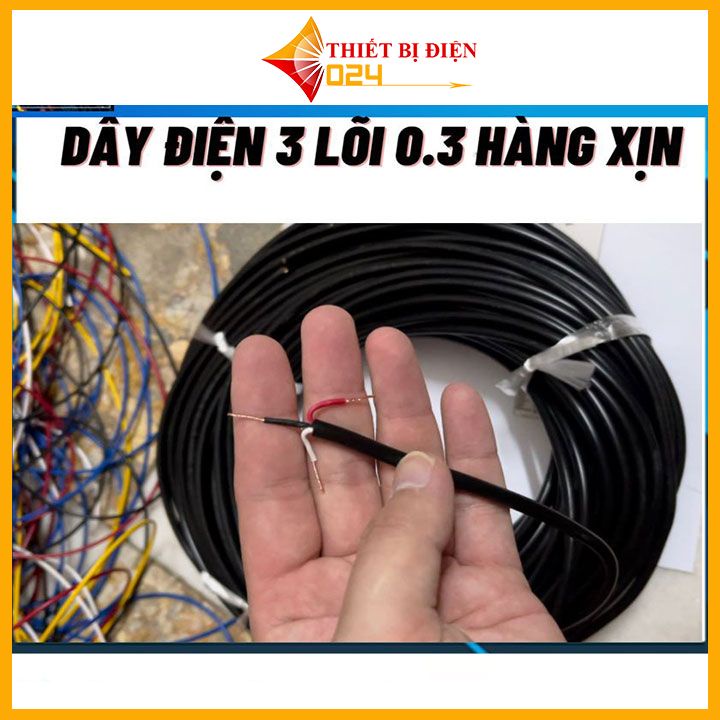 1 mét dây điện đen tròn 0.3mm 2 lõi/3 lõi/4 lõi chất liệu dây đồng 100% loại tốt