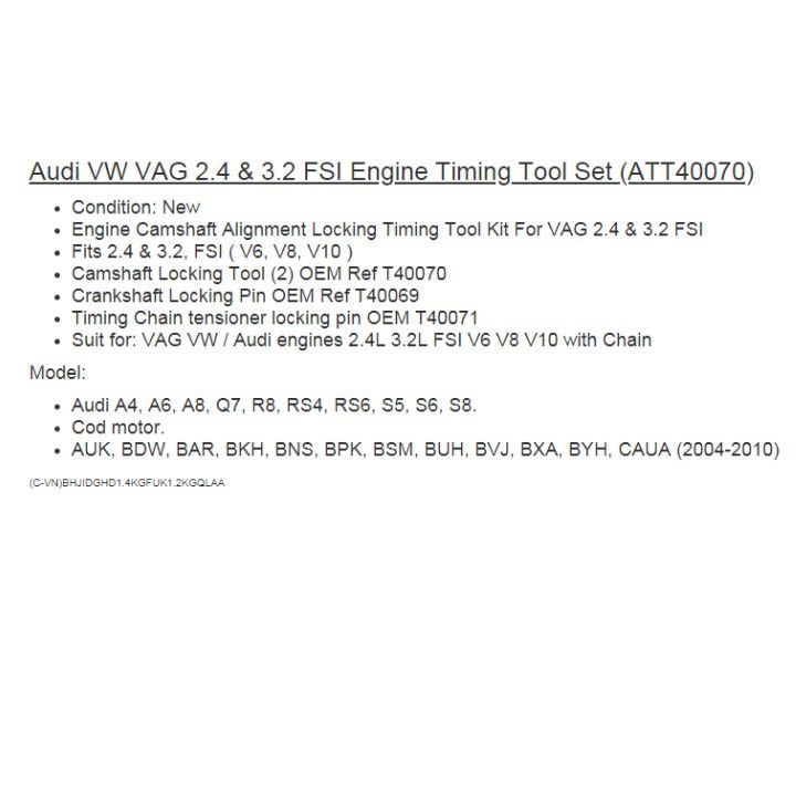 Dưỡng Cam AUDI AUDI A6 2.4 Q7 3.2 FSI V6 , V8, V10 Thái Lai