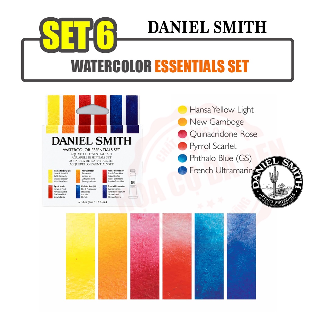[DA ĐEN] Màu nước DANIEL SMITH extra fine watercolor - ESSENTIAL set 6