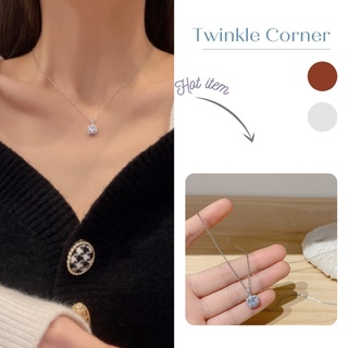 Dây chuyền Hàn Quốc titan đính đá vuông kiểu dáng thanh mảnh Twinkle Corner Accessories
