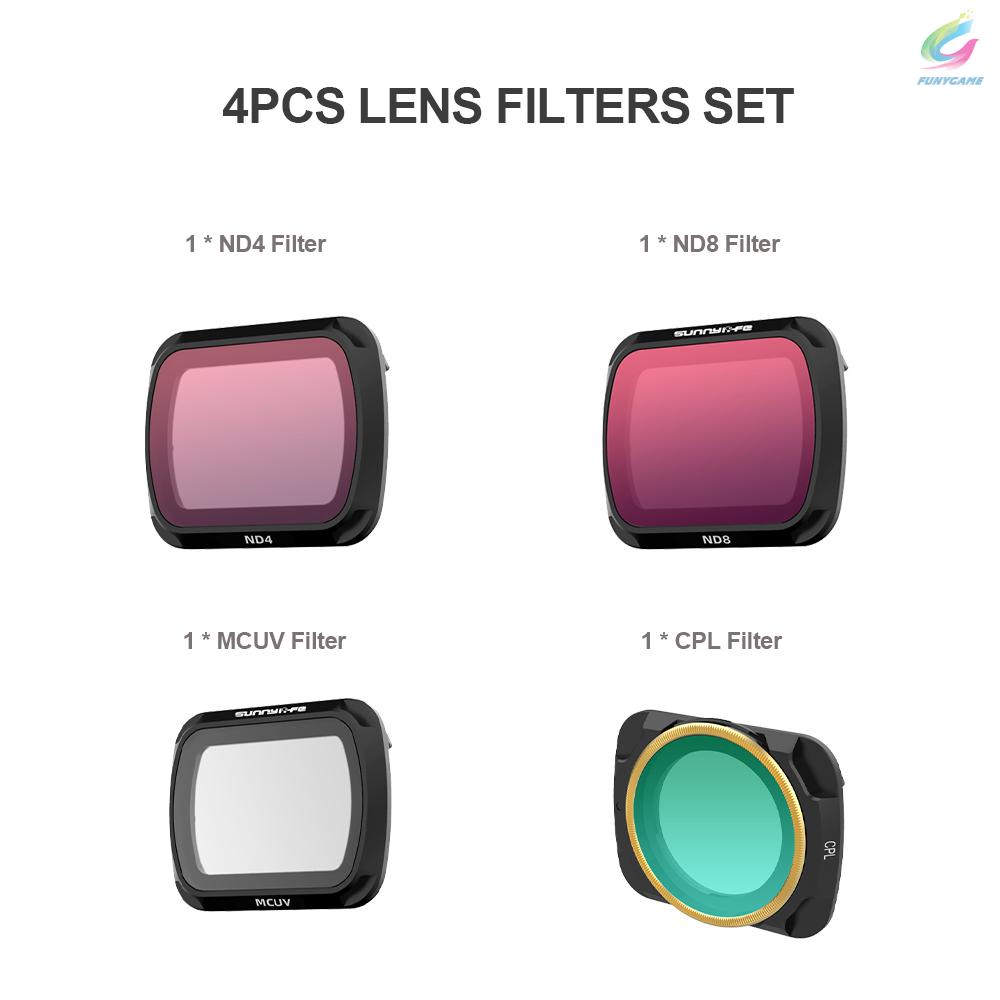 for DJI Mavic Air 2 Drone 4pcs Lens Filter Set MCUV CPL ND4 ND8 Filter Combo Multi-coated Filters Camera Lens Glass[fun]