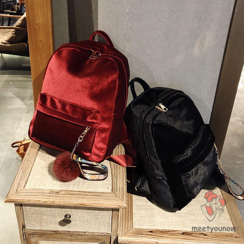 Balo vải nhung có khóa kéo cho nữ