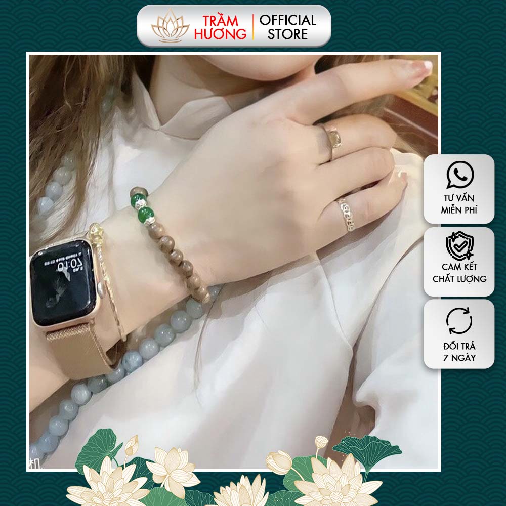 Vòng Tay Trầm Hương Tròn Mix Đá Phong Thủy, May Mắn và Tài Lộc VTTH3