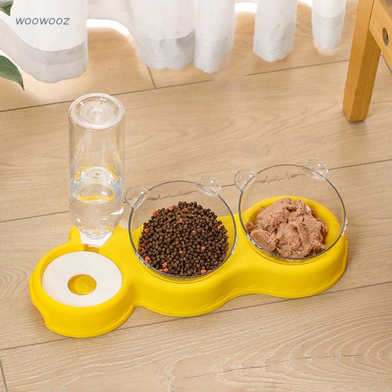 Tô đựng thức ăn bằng nhựa trong suốt có giá đỡ cho thú cưng