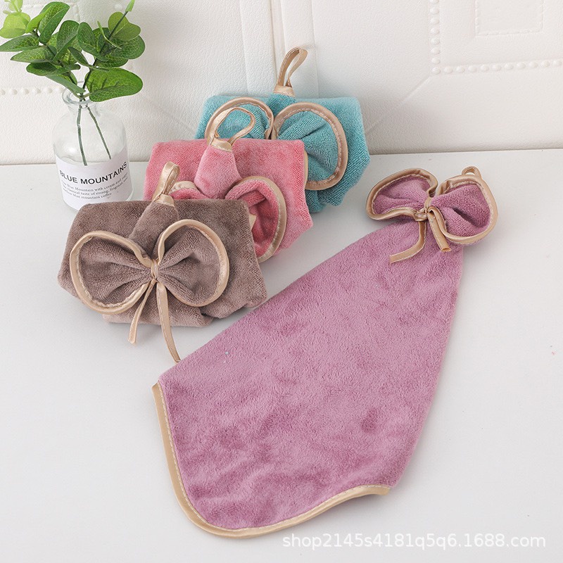 Khăn lau tay nhà bếp, khăn lau chén dĩa nơ viền vàng