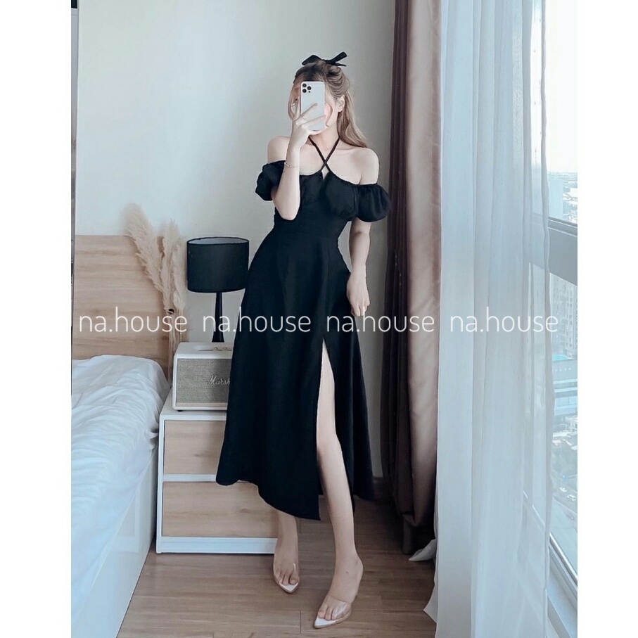 ĐẦM ĐEN CỔ YẾM DÁNG DÀI NAHOUSE VÁY XANH TRỄ VAI XẺ TÀ ĐI CHƠI ĐI TIỆC THIẾT KẾ XINH XẮN VÀ SANG TRỌNG