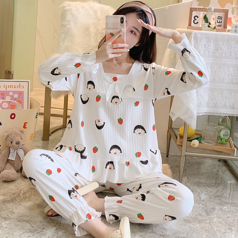 Đồ ngủ dáng rộng phong cách công chúa thời trang xuân thu đông ngọt ngào cho nữ