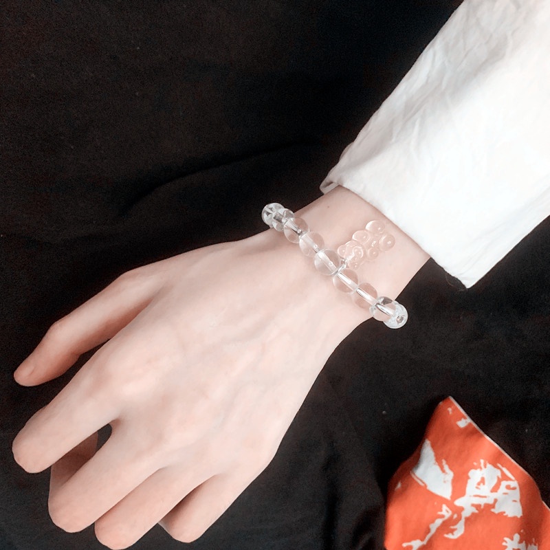 Vòng tay pha lê mềm màu kẹo hình gấu đơn giản thời trang