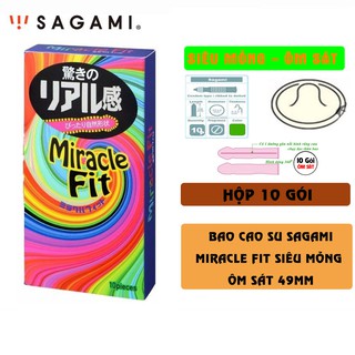 Hộp 10c Bao Cao Su SAGAMI MIRACLE FIT - Siêu Mỏng Ôm Sát 49mm - Made In Japan