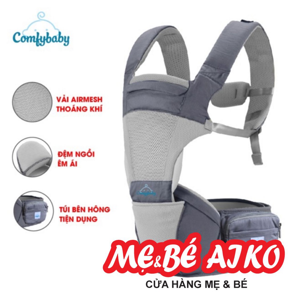 Địu ngồi trẻ em cao cấp siêu mềm 4 tư thế công nghệ Air Mesh thoáng khí - Comfybaby CF818