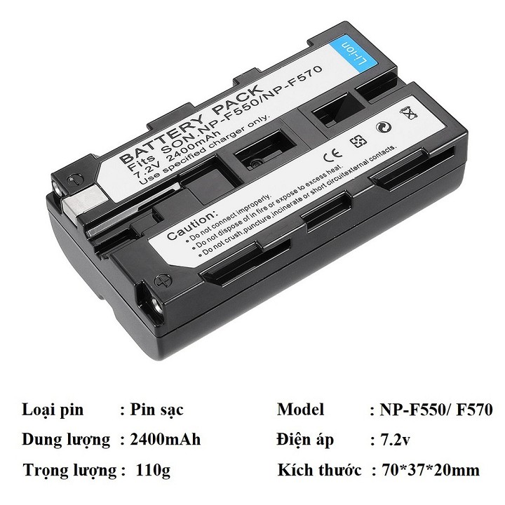 Pin sạc cho máy quay phim Sony NP-F550/F570 2400mAh CCD-TR CCD-TRV CCD-SC