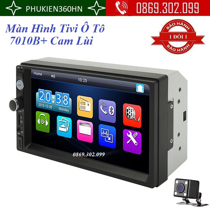 Màn Hình TiVi Cảm Ứng Nghe Nhạc, Xem Phim Trên Ô Tô 7010B Tặng Kèm Camera Lùi 4 LED