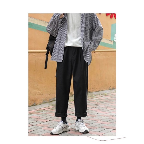 QUẦN KAKI ỐNG RỘNG -TAN -DÁNG SUÔNG PHONG CÁCH HÀN QUỐC-QT1-THỜI TRANG UNISEX-có size Nam Nữ dể phối đồ siêu đẹp màu đen