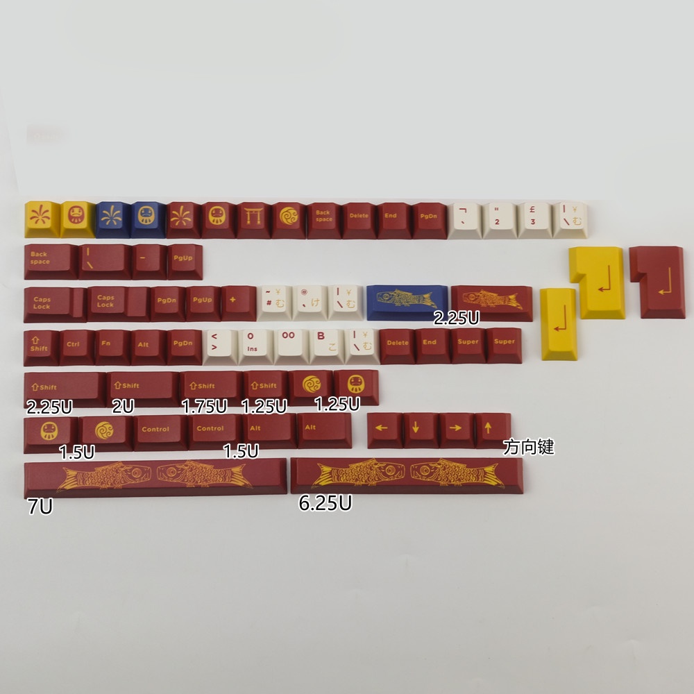 Gói phím hình cờ cá chép GMK, 168 phím keycaps Cherry Profile DYE-SUB Cá nhân hóa GMK Keycaps cho bàn phím cơ