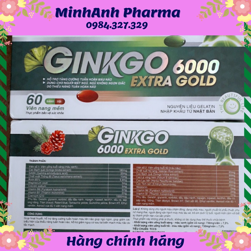 Bổ não Ginkgo 6000 Extra Gold - Hỗ trợ ngủ ngon, ngủ sâu giấc