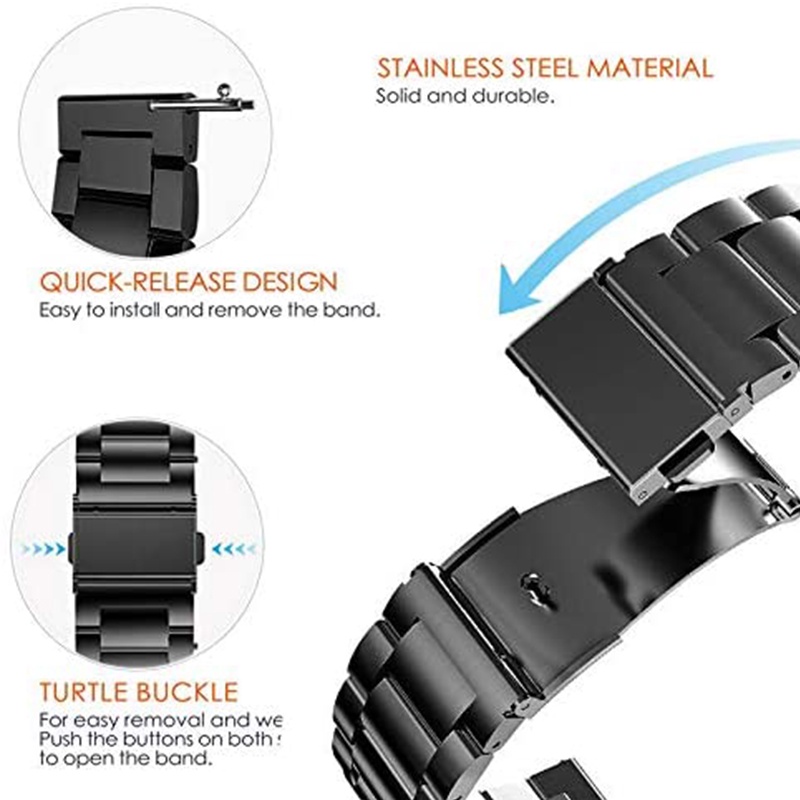 Dây đeo inox 20mm 22mm cho đồng hồ thông minh samsung Galaxy 3 gear s3 s2 huawei gt 2 42mm 46