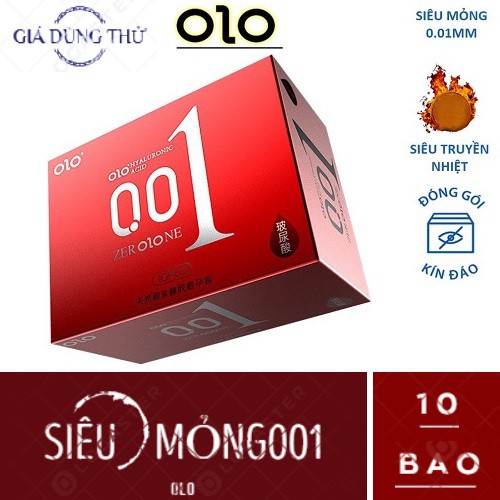 [CHÍNH HÃNG 100%] Bao cao su olo 0.01 siêu mỏng nhiều gel bôi trơn kéo dài thời gian 001mm - Hộp 10 bao - 1 TUYỆT PHẨM