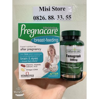 - Combo lợi sữa cỏ cà ri Fenugreek và Vitamin bú Anh Pregnacare Breast-feeding