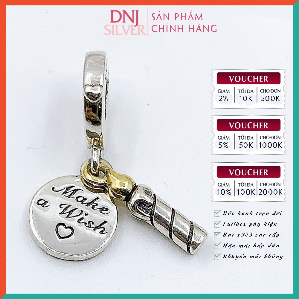[Hàng cao cấp] Vòng tay bạc 925 cao cấp - Vòng tay charm bạc Make A Wish, mẫu vòng tay chúc mừng sinh nhật - DNB029