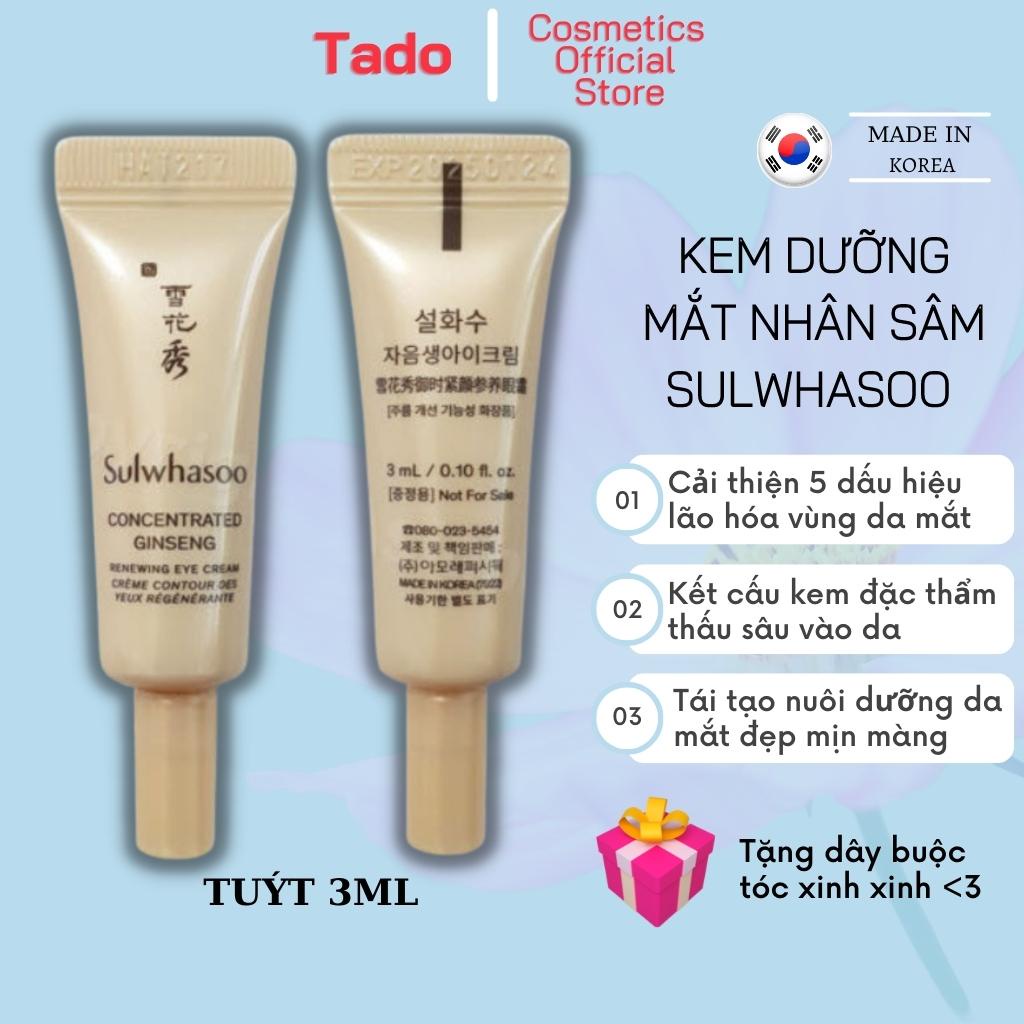 Kem dưỡng mắt Sulwhasoo Concentrated Ginseng Eye Cream 3ml dưỡng ẩm , chống lão hóa , mờ thâm nhăn bọng mắt