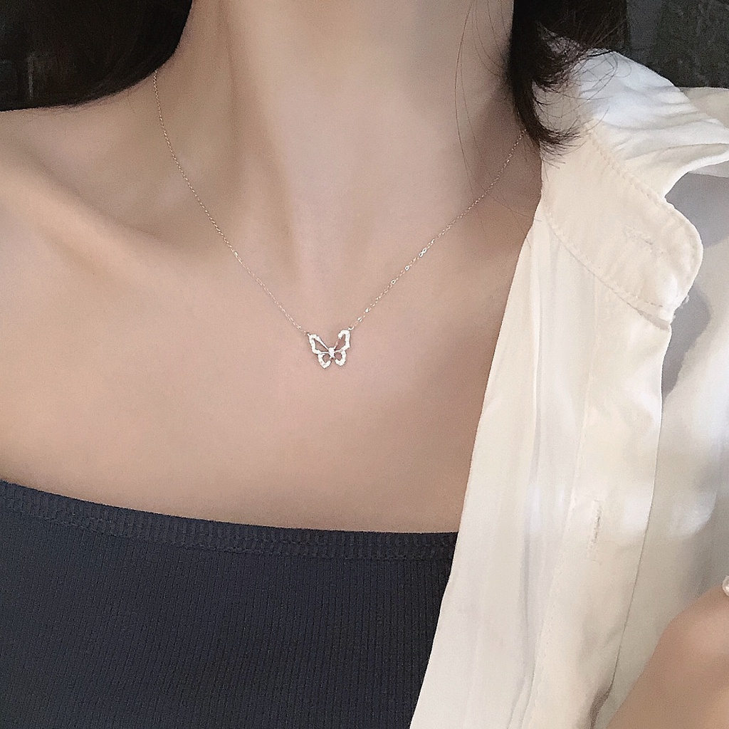 Dây chuyền bạc 925 mặt hình con bướm đơn giản