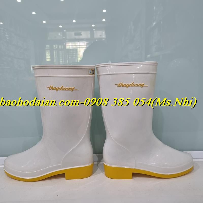 Ủng nhựa công nhân chính hãng Thùy Dương- Màu Trắng Đê Vàng - 287 (Kèm Hình Thật)