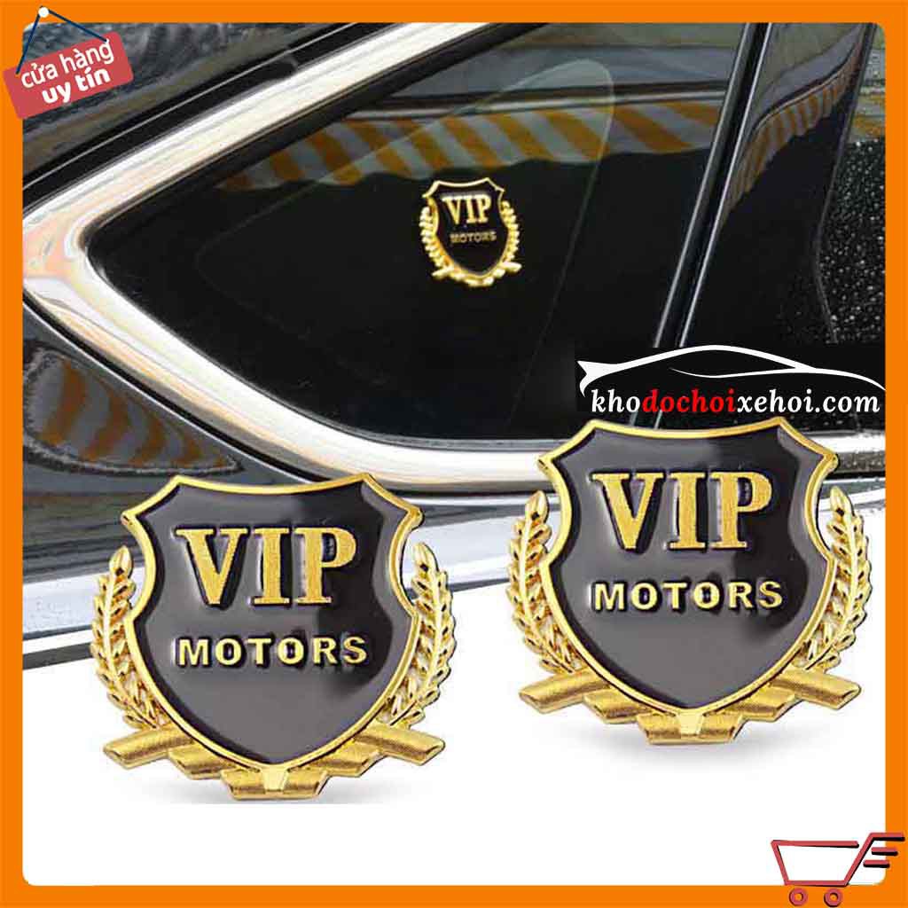 Bộ 2 Logo VIP Motors Kim Loại Dán Ô Tô - Có Keo Dán 3M Đi Kèm