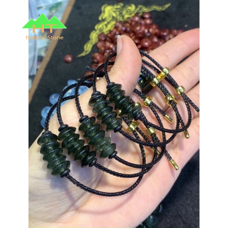 Vòng đeo tay dây cáp hồ ly chúa mix đồng điếu đá TA tóc xanh