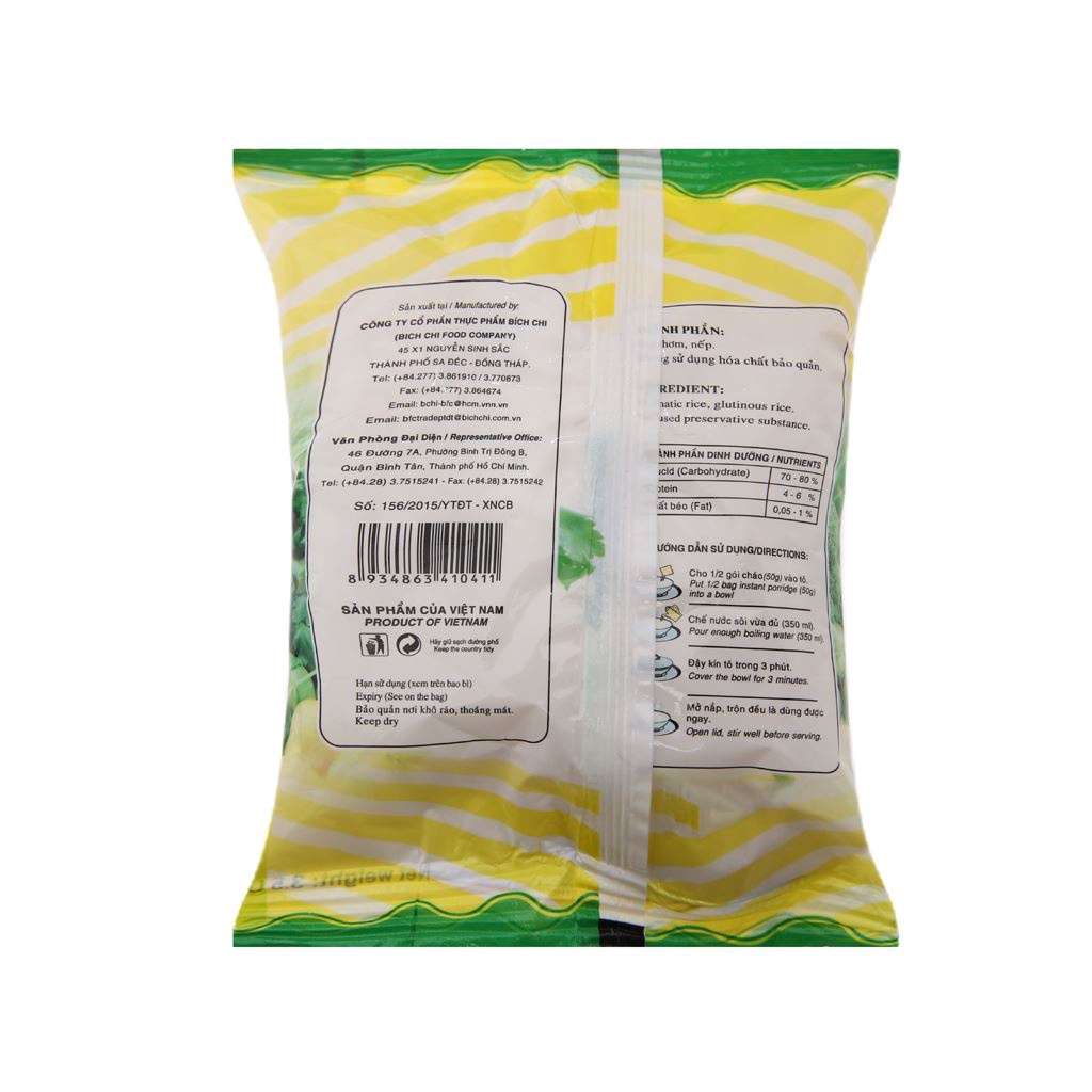 Thùng 30 gói Cháo trắng Bích Chi gói 100g