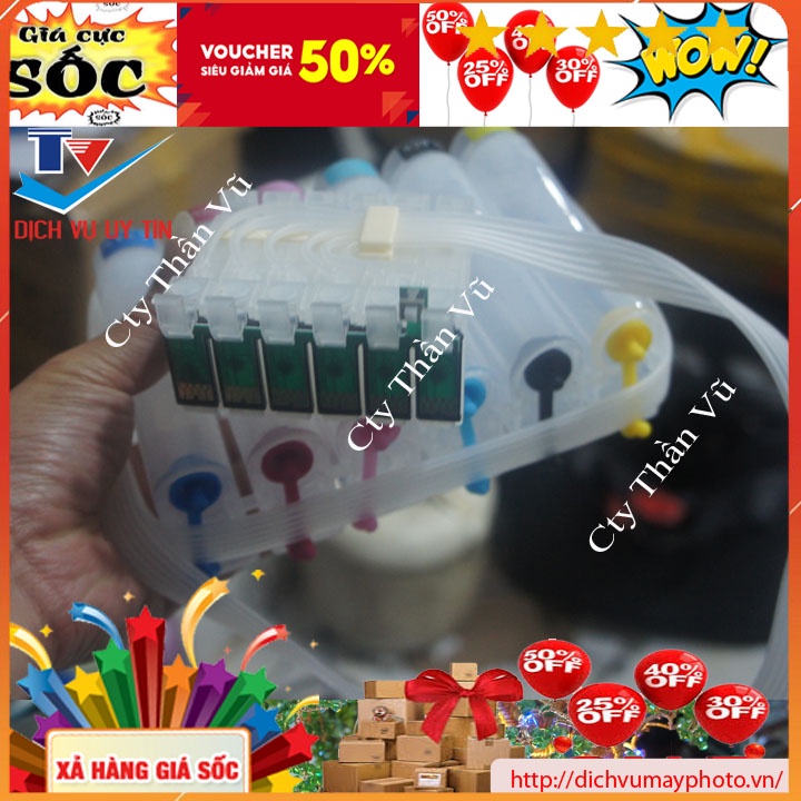 Bộ dẫn mực ngoài liên tục cho máy in Epson 1390 1430 G4500 PX 1004 T60 T50 1400 hàng chuẩn đẹp