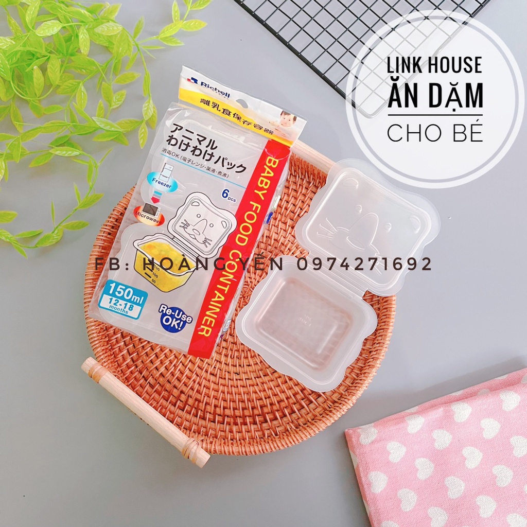 Hộp trữ đông đồ ăn dặm, bộ chia thức ăn dặm trữ đông hình thú cho bé Richell dung tích 50ml, 100ml và 150ml