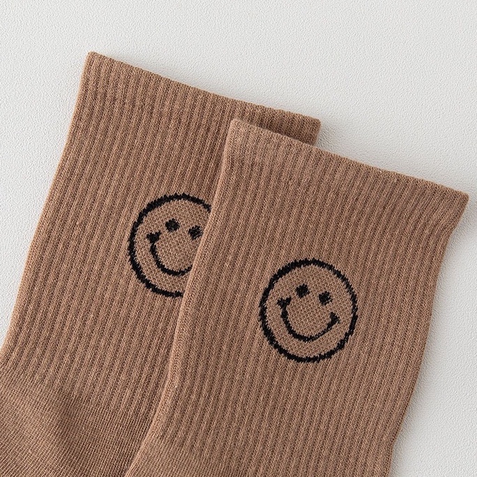 Tất cổ cao nam nữ vớ mặt cười tròn vintage cotton kháng khuẩn thời trang hàn quốc giá rẻ MRSOCKS VC004