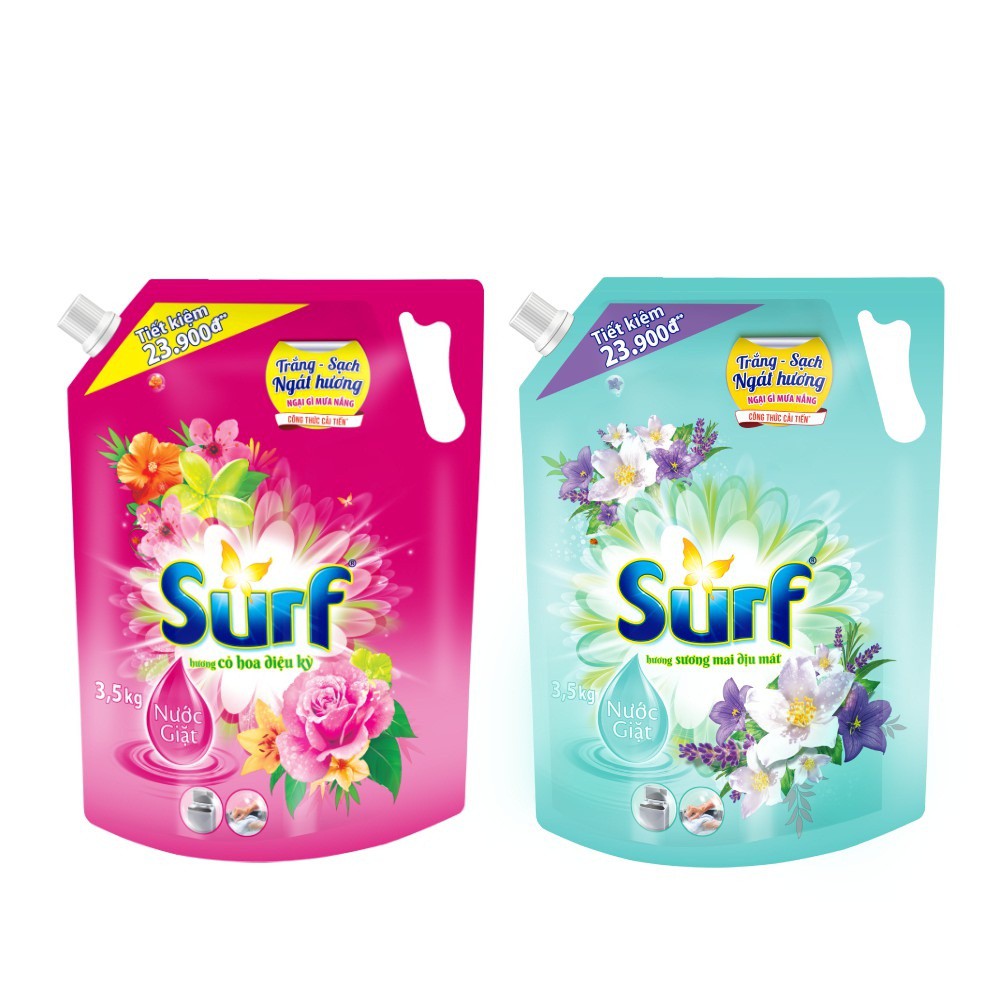 NƯỚC GIẶT SURF 2.9 KG HƯƠNG CỎ HOA DIỆU KỲ/ SƯƠNG MAI DỊU MÁT