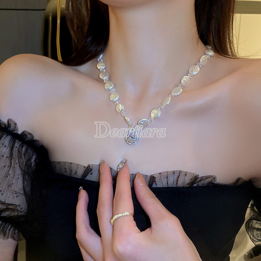 Vòng cổ Đính Đá Và Ngọc Trai Nhân Tạo Thời Trang