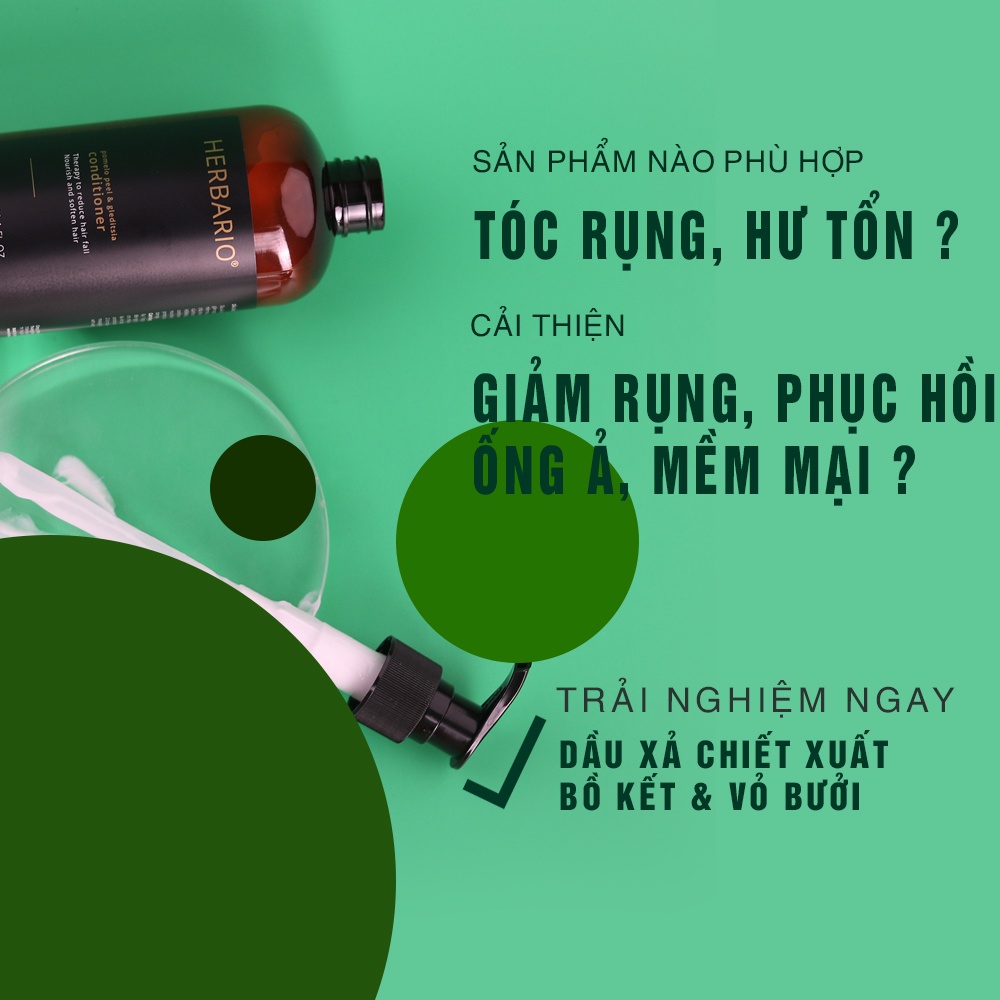 Dầu xả dầu gội &amp; bồ kết Herbario 270ml giúp làm mền mượt tóc, giúp tóc chắc khỏe hơn