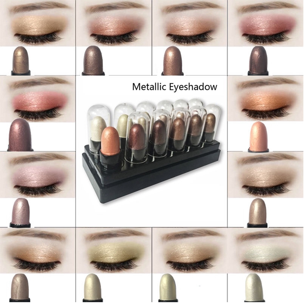[Hàng mới về] 12 Thỏi phấn mắt có nhũ lấp lánh kháng nước lâu trôi thời trang cho phái đẹp | BigBuy360 - bigbuy360.vn