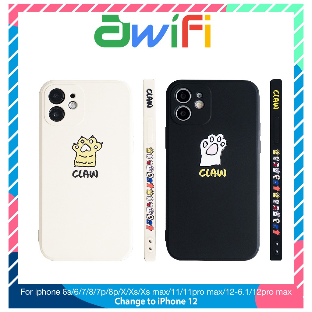 Ốp lưng iphone vuông cạnh hình paw claw 6/6plus/6s/6splus/7/7plus/8/8plus/x/xr/xs/11/12/pro/max/plus/promax-Awifi B3-10