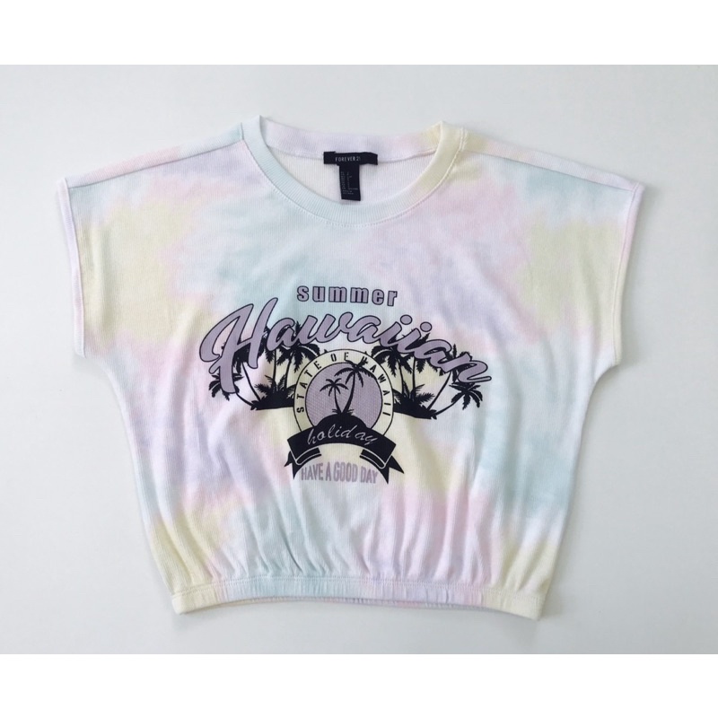 Áo croptop cánh dơi bo thun wash in Hawai vnxk